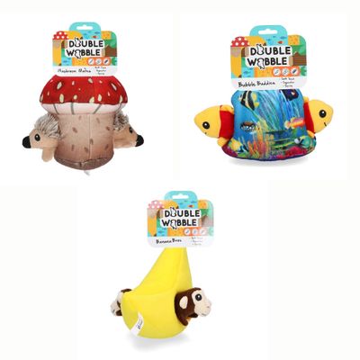 Peluche de fouille - Double Wobble - Singe / Hérisson / Poisson