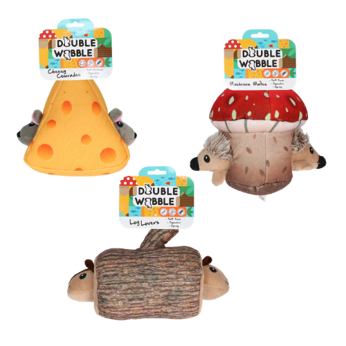 Peluche de fouille - Double Wobble - Singe / Hérisson / Poisson