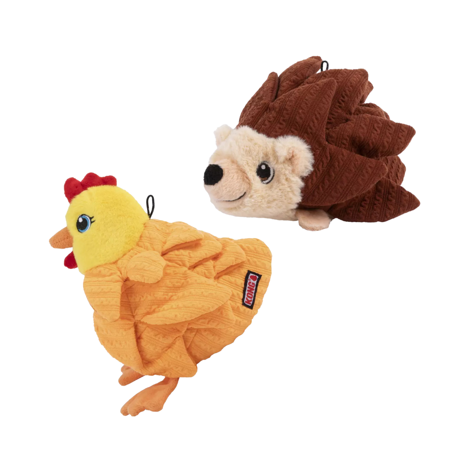 Peluche de Fouille Kong® 🦔 Simon le Hérisson & 🐔 Coquette la Poule