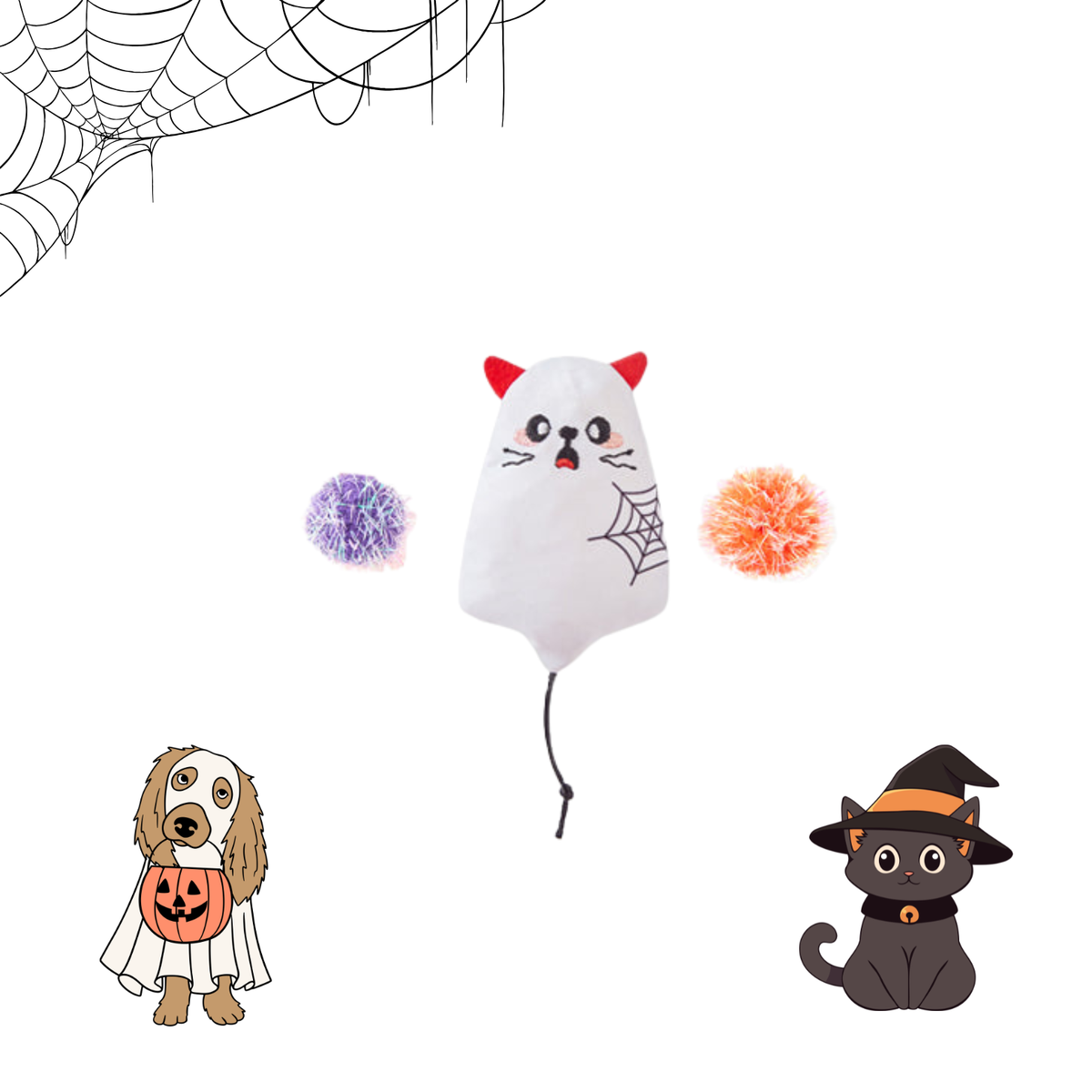 Halloween 🎃 - Chat - Petit fantôme 👻 et boules