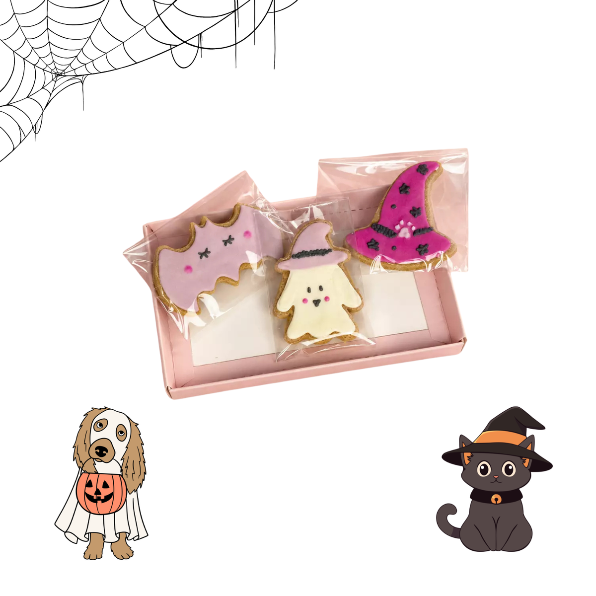 Halloween 🎃 - Boîte de Biscuits Glacés - Fantôme, Chauve-souris & Sorcière - 65g
