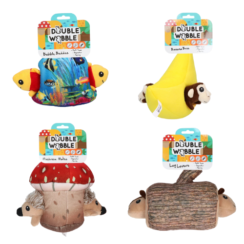 Peluche de fouille - Double Wobble - Singe / Hérisson / Poisson