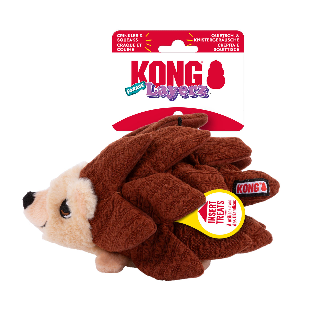 Peluche de Fouille KONG® 🦔 Simon le Hérisson & 🐔 Coquette la Poule